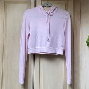 Alo Pink Crop Hoodie